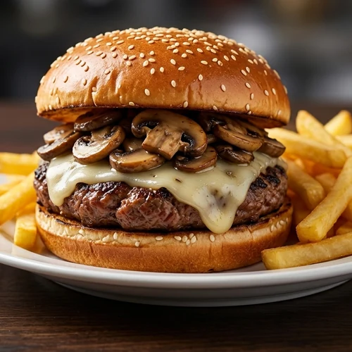 Mushroom Swiss Burger at D Jay's Restaurant in Winnipeg, MB
